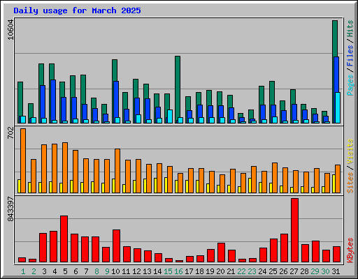 Daily usage for March 2025