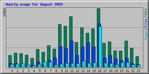 Hourly usage for August 2025